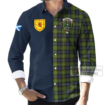 Ferguson Modern Tartan Long Sleeve Button Shirt Alba with Scottish Lion Royal Arm Half Style