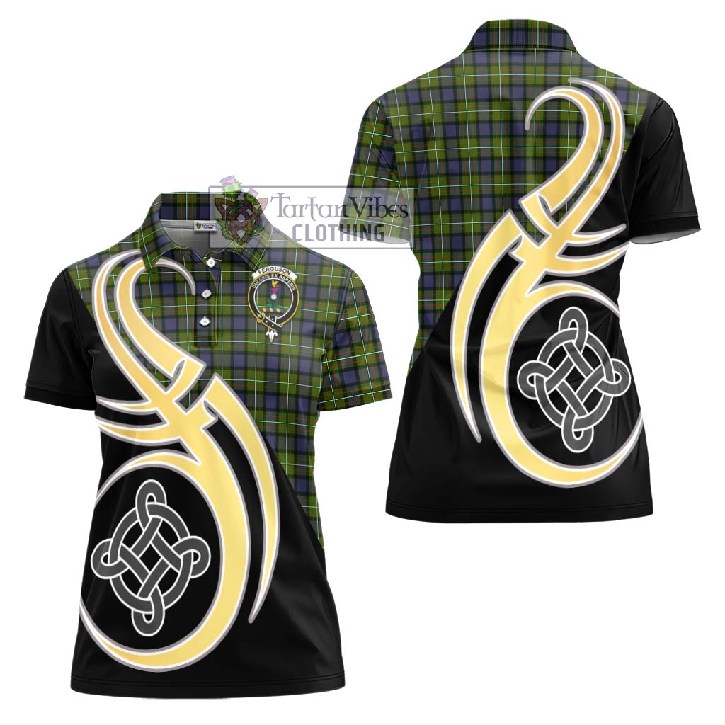 Ferguson Modern Tartan Women's Polo Shirt with Family Crest and Celtic Symbol Style - Tartan Vibes Clothing