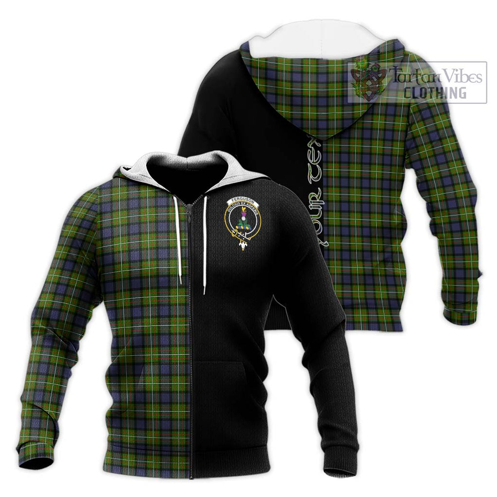 Ferguson Modern Tartan Knitted Hoodie with Family Crest and Half Of Me Style Unisex Knitted Zip Hoodie - Tartanvibesclothing Shop