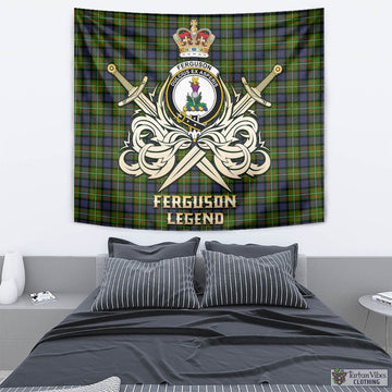 Ferguson Modern Tartan Tapestry with Clan Crest and the Golden Sword of Courageous Legacy