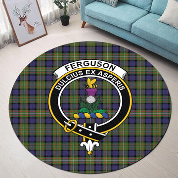 Ferguson Modern Tartan Round Rug with Family Crest