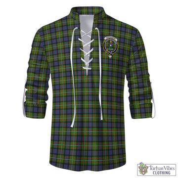 Ferguson Modern Tartan Men's Scottish Traditional Jacobite Ghillie Kilt Shirt with Family Crest