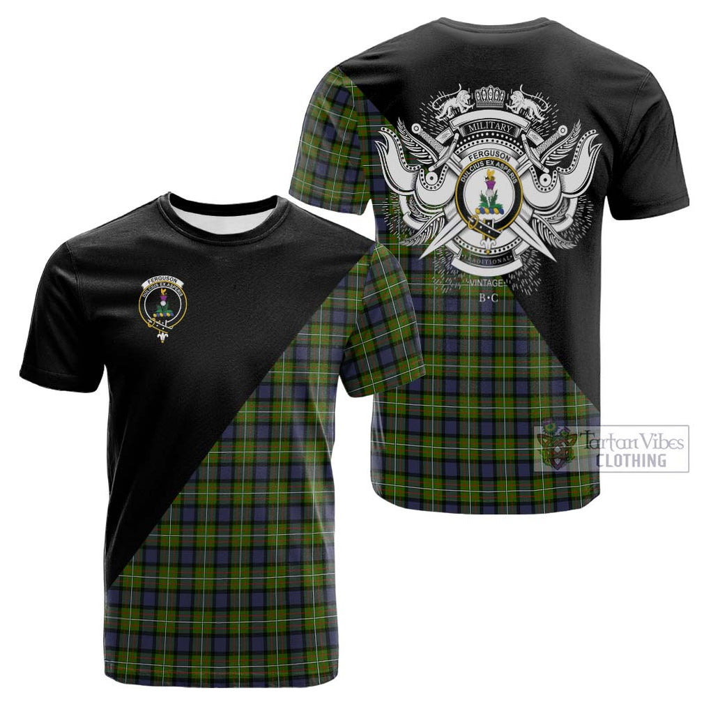 Tartan Vibes Clothing Ferguson Modern Tartan Cotton T-shirt with Family Crest and Military Logo Style