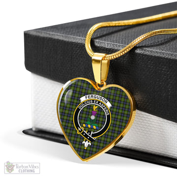 Ferguson Modern Tartan Heart Necklace with Family Crest