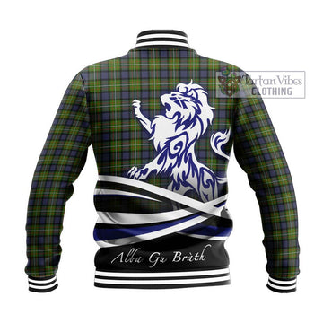 Ferguson Modern Tartan Baseball Jacket with Alba Gu Brath Regal Lion Emblem