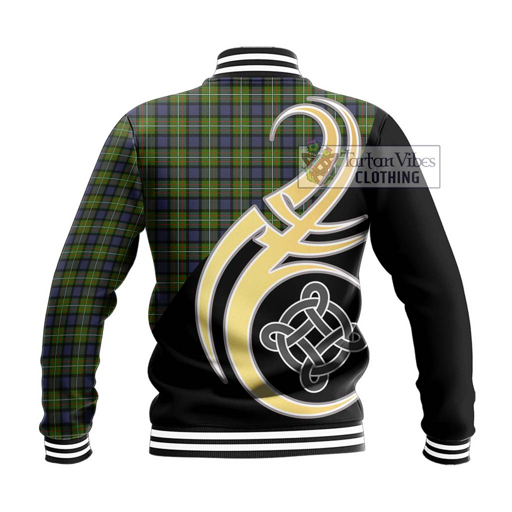 Ferguson Modern Tartan Baseball Jacket with Family Crest and Celtic Symbol Style - Tartan Vibes Clothing