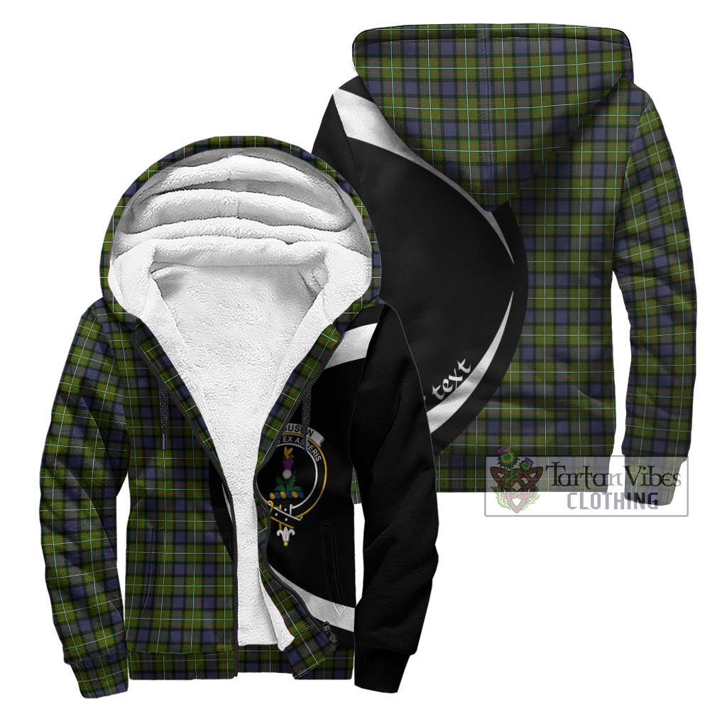 Ferguson Modern Tartan Sherpa Hoodie with Family Crest Circle Style Unisex - Tartan Vibes Clothing