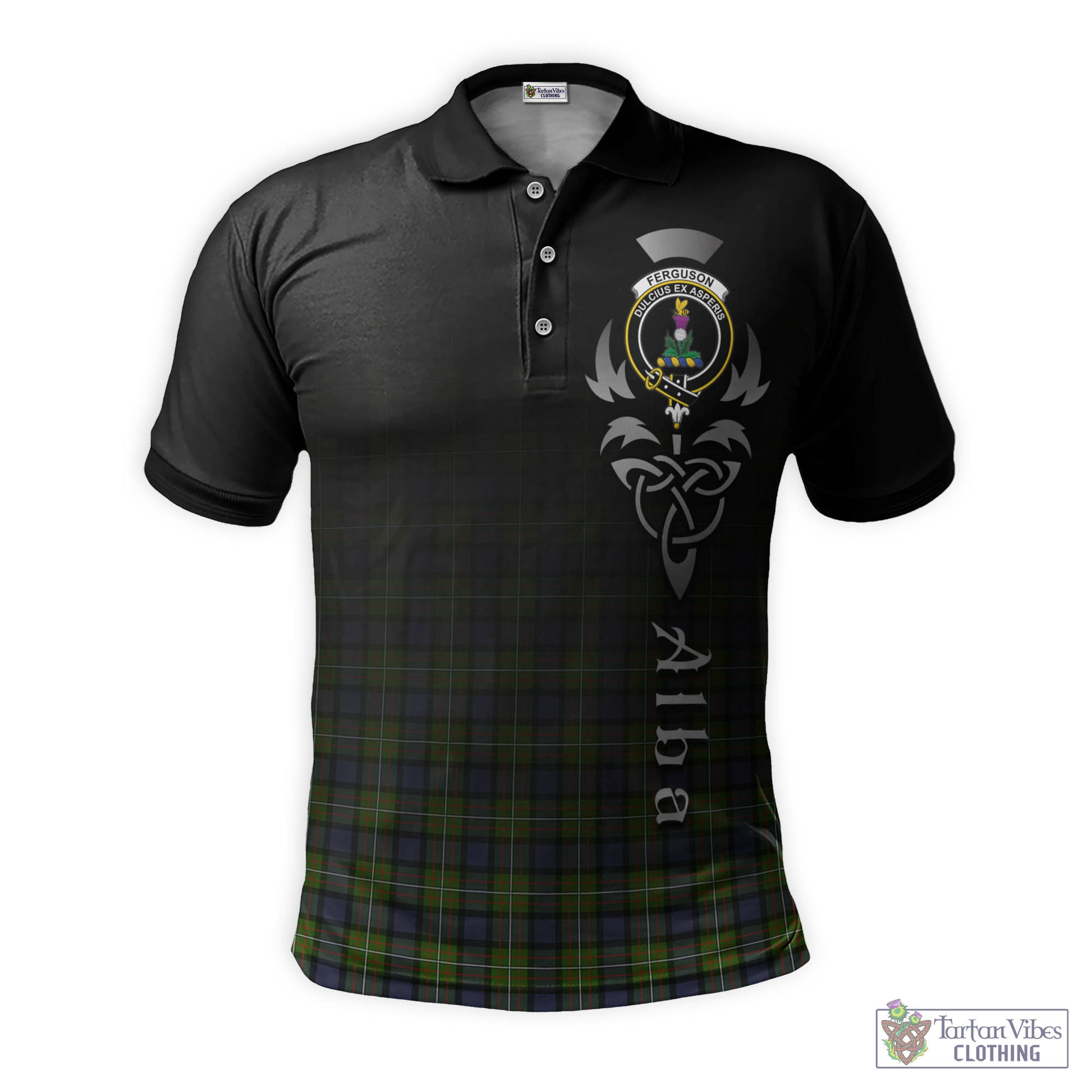 Tartan Vibes Clothing Ferguson Modern Tartan Polo Shirt Featuring Alba Gu Brath Family Crest Celtic Inspired