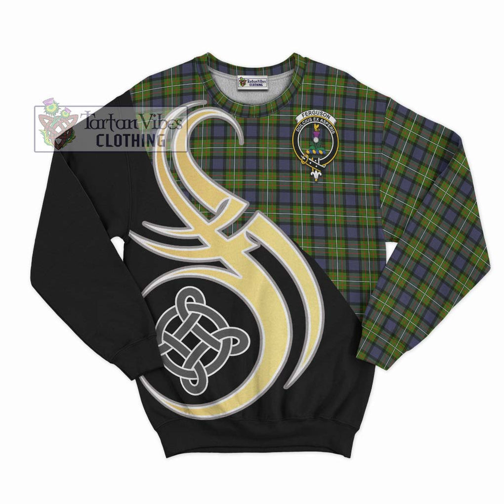 Ferguson Modern Tartan Sweatshirt with Family Crest and Celtic Symbol Style - Tartan Vibes Clothing