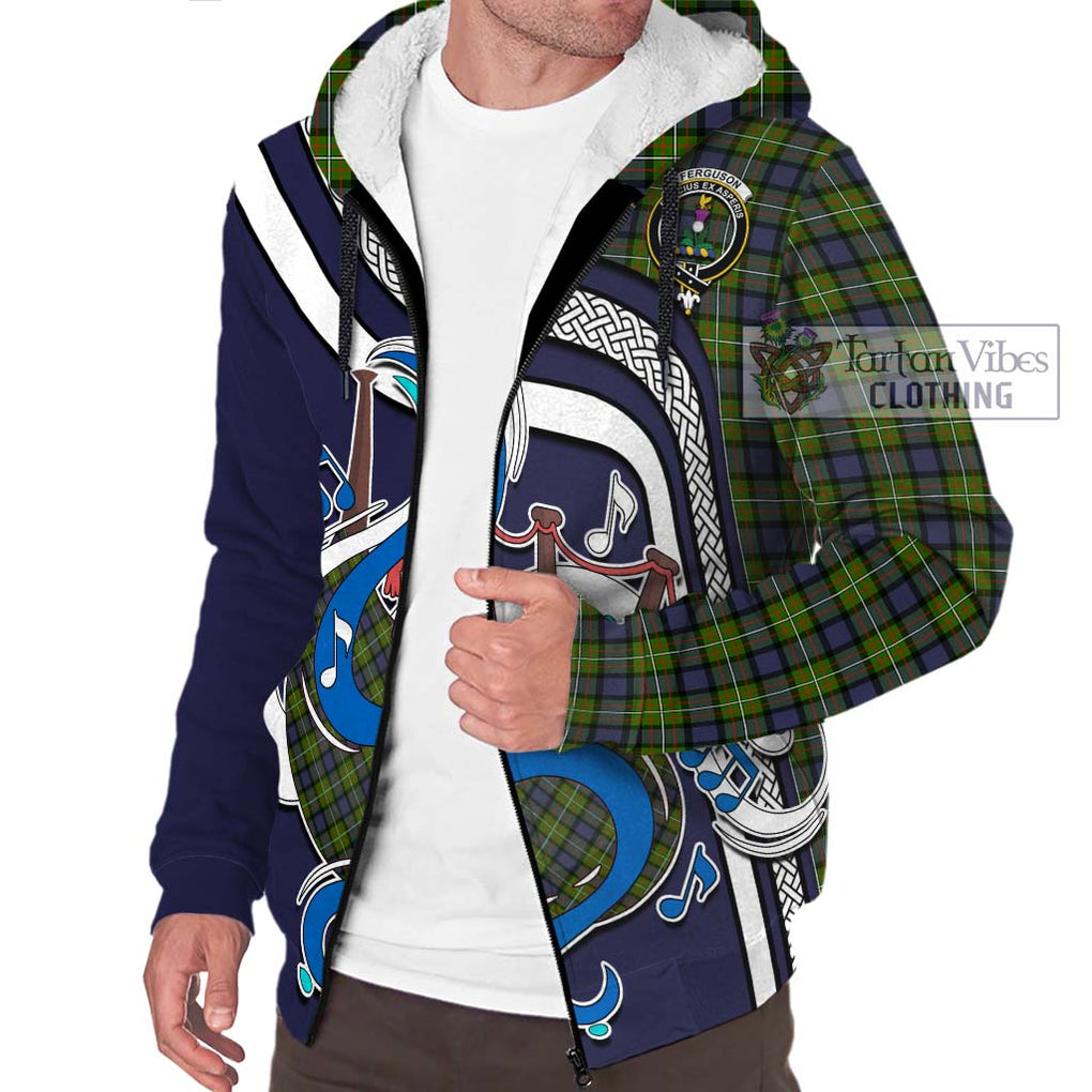 Ferguson Modern Tartan Sherpa Hoodie with Epic Bagpipe Style Unisex - Tartanvibesclothing Shop