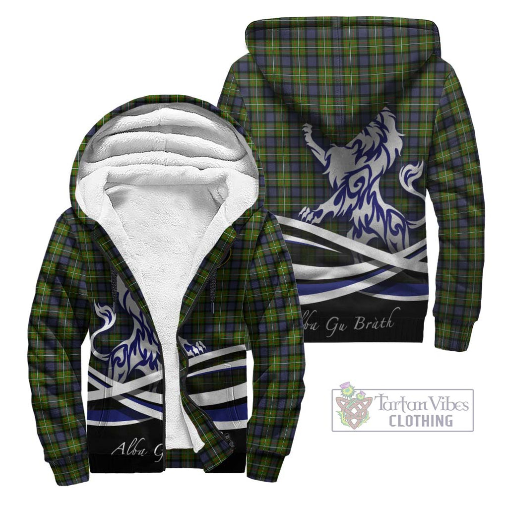 Ferguson Modern Tartan Sherpa Hoodie with Alba Gu Brath Regal Lion Emblem Unisex - Tartanvibesclothing Shop