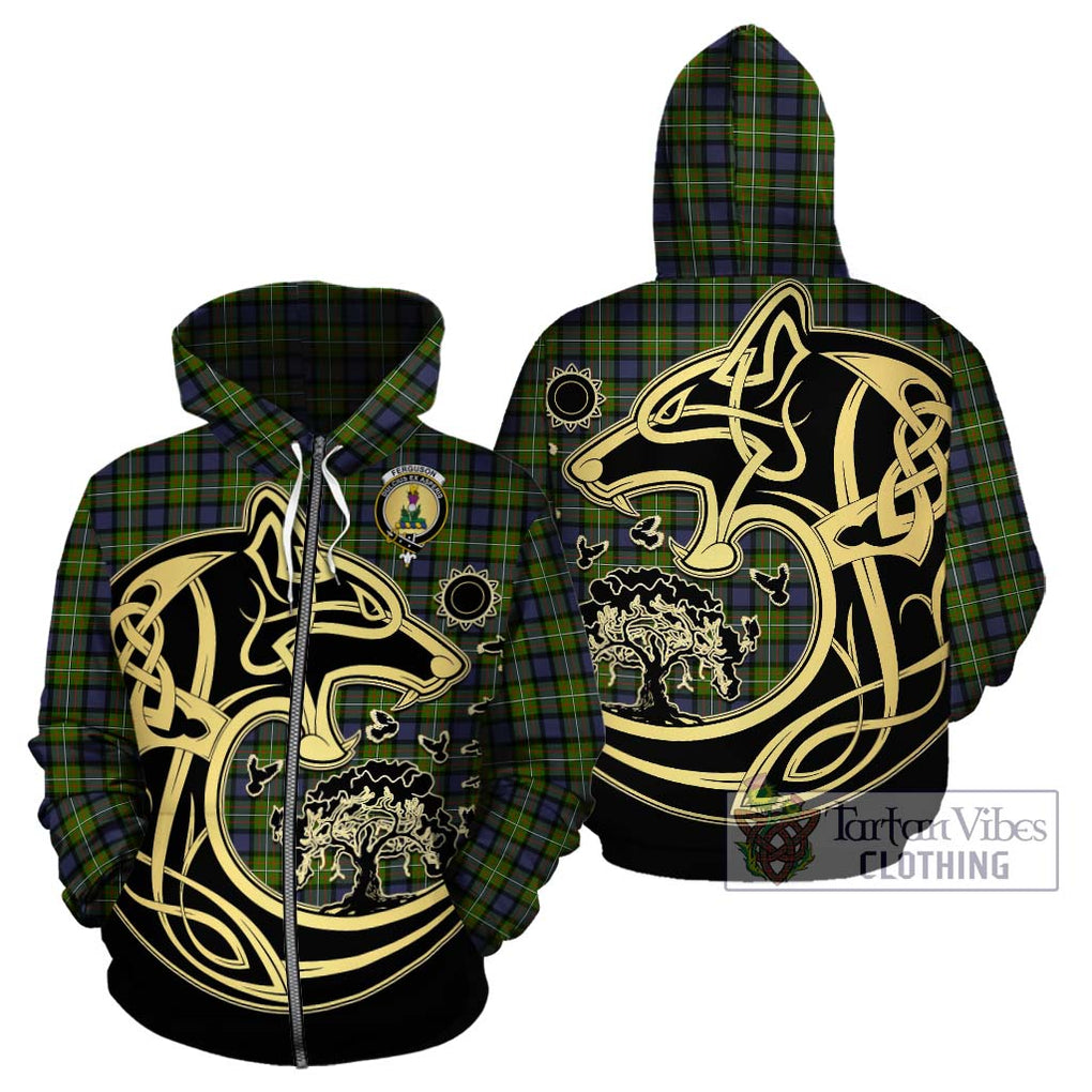 Ferguson Modern Tartan Hoodie with Family Crest Celtic Wolf Style - Tartan Vibes Clothing