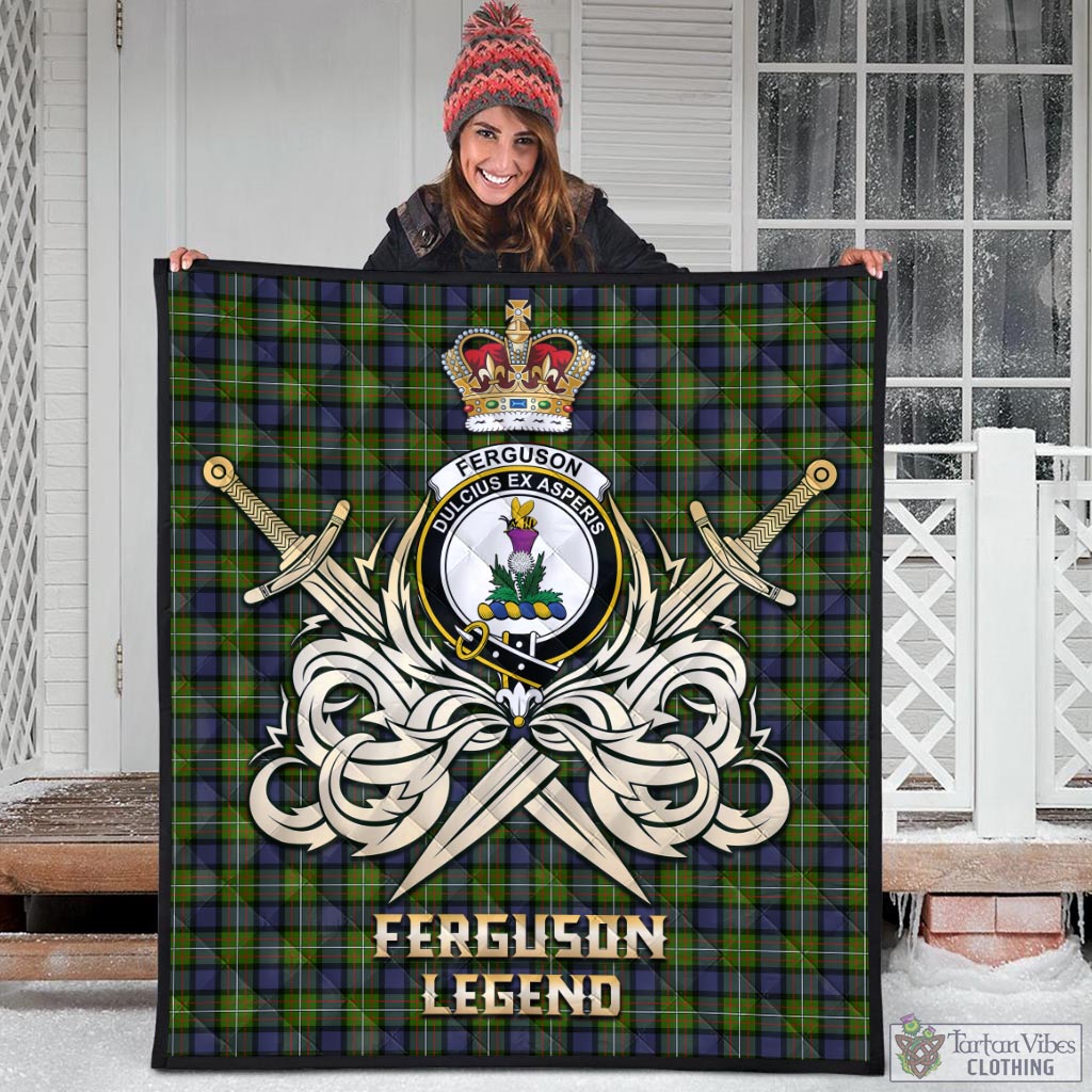 Tartan Vibes Clothing Ferguson Modern Tartan Quilt with Clan Crest and the Golden Sword of Courageous Legacy