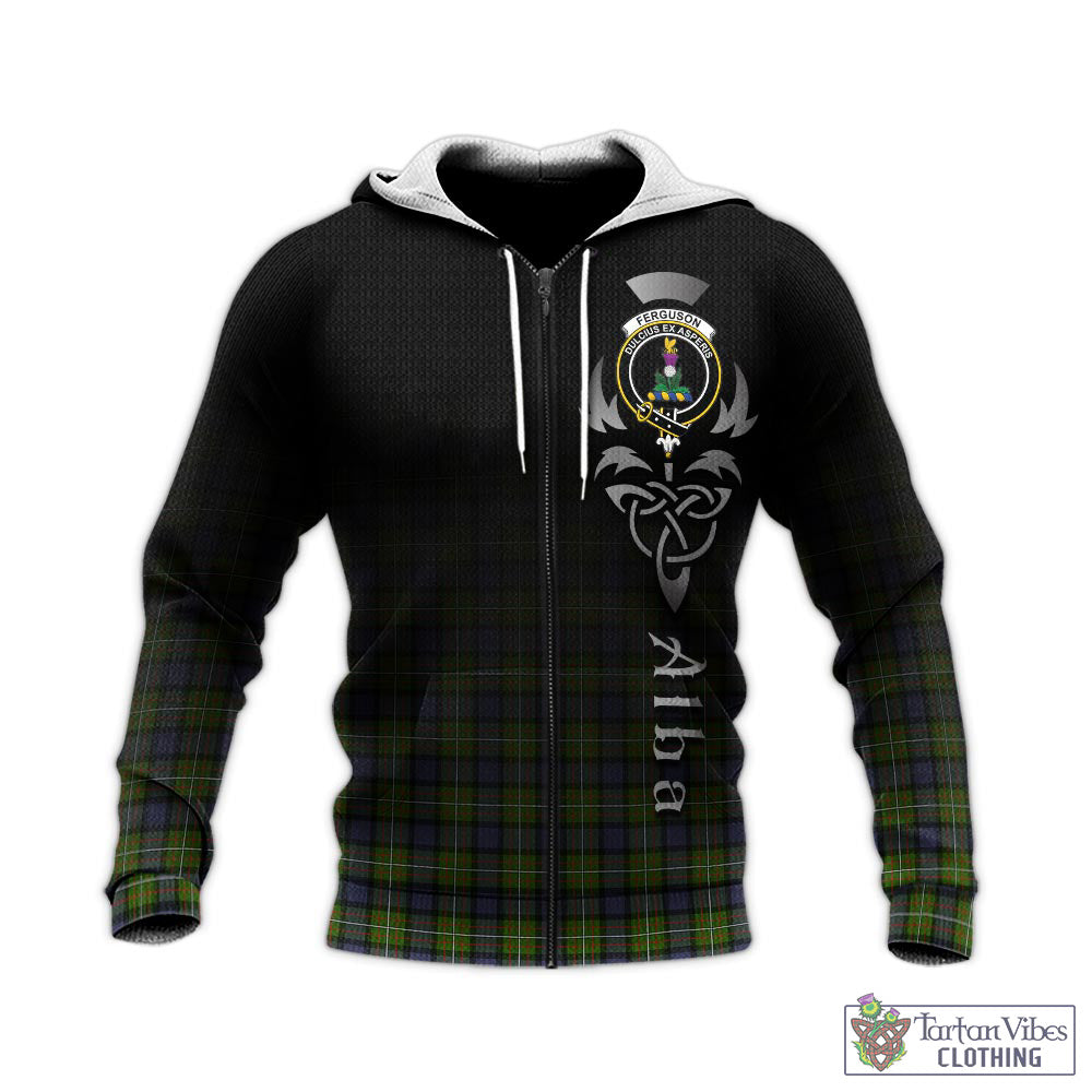 Tartan Vibes Clothing Ferguson Modern Tartan Knitted Hoodie Featuring Alba Gu Brath Family Crest Celtic Inspired