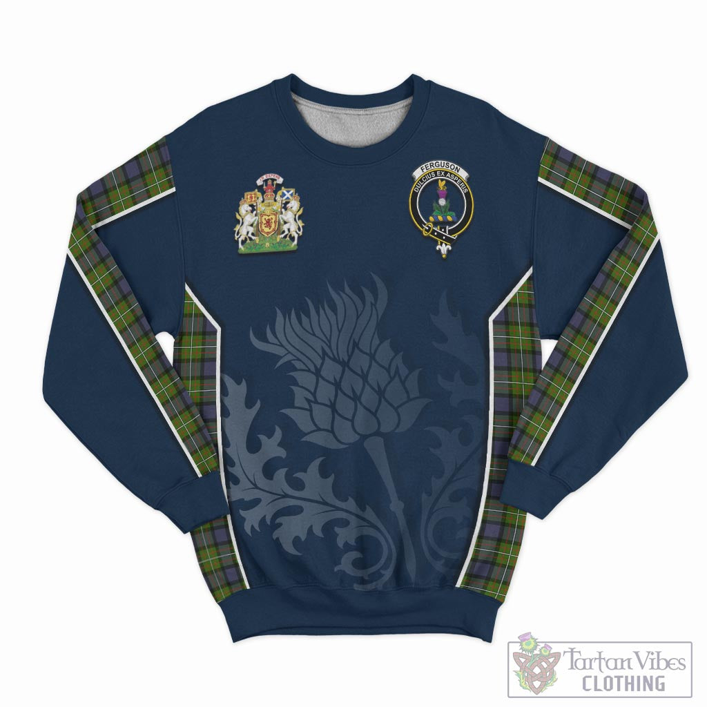 Tartan Vibes Clothing Ferguson Modern Tartan Sweatshirt with Family Crest and Scottish Thistle Vibes Sport Style