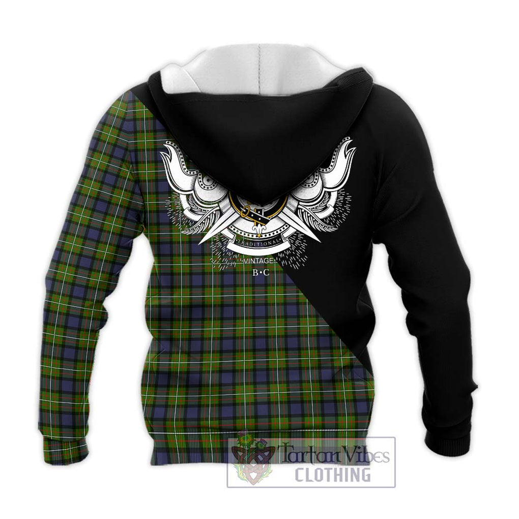 Ferguson Modern Tartan Knitted Hoodie with Family Crest and Military Logo Style - Tartanvibesclothing Shop