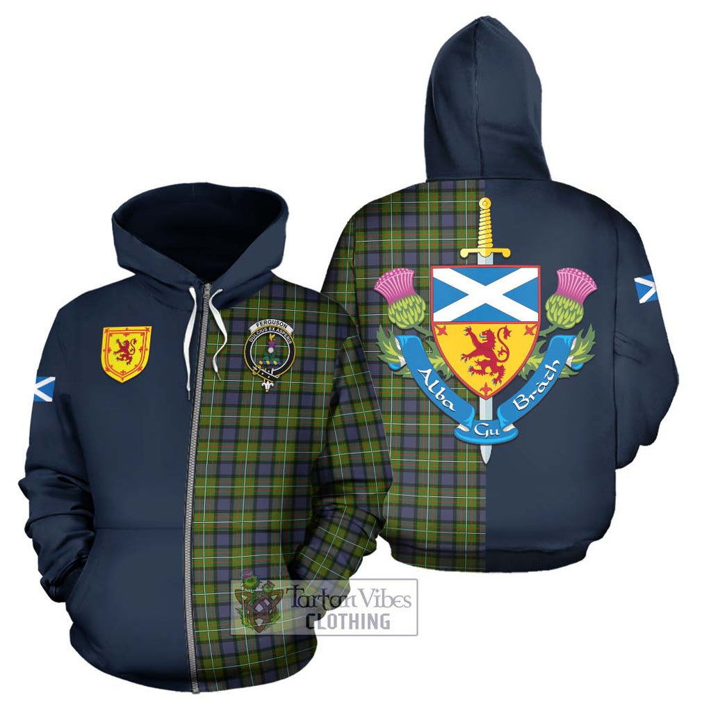 Tartan Vibes Clothing Ferguson Modern Tartan Hoodie with Scottish Lion Royal Arm Half Style