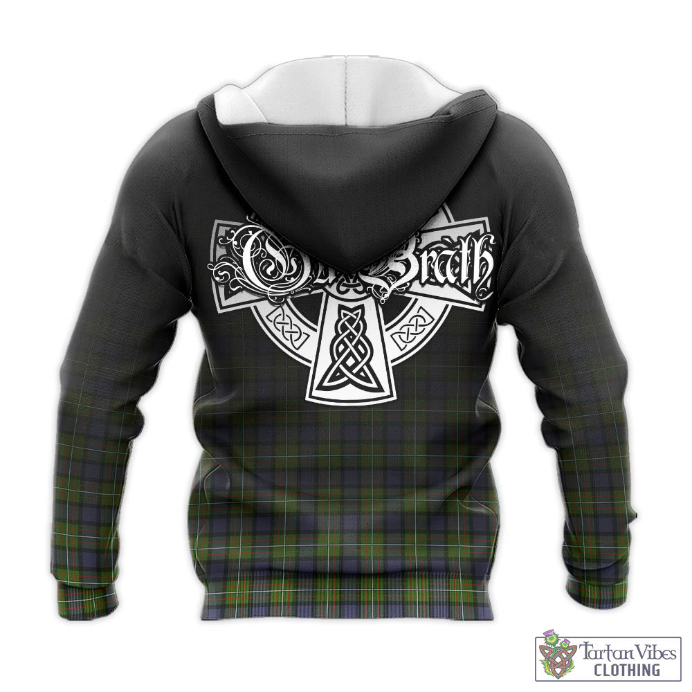 Tartan Vibes Clothing Ferguson Modern Tartan Knitted Hoodie Featuring Alba Gu Brath Family Crest Celtic Inspired