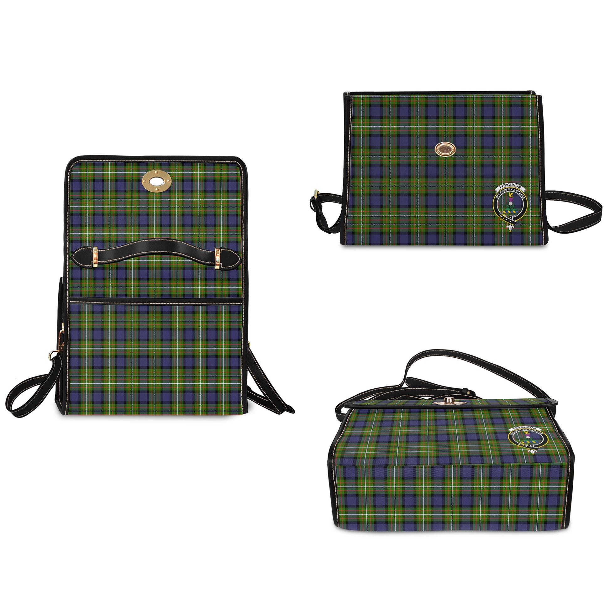 ferguson-modern-tartan-leather-strap-waterproof-canvas-bag-with-family-crest