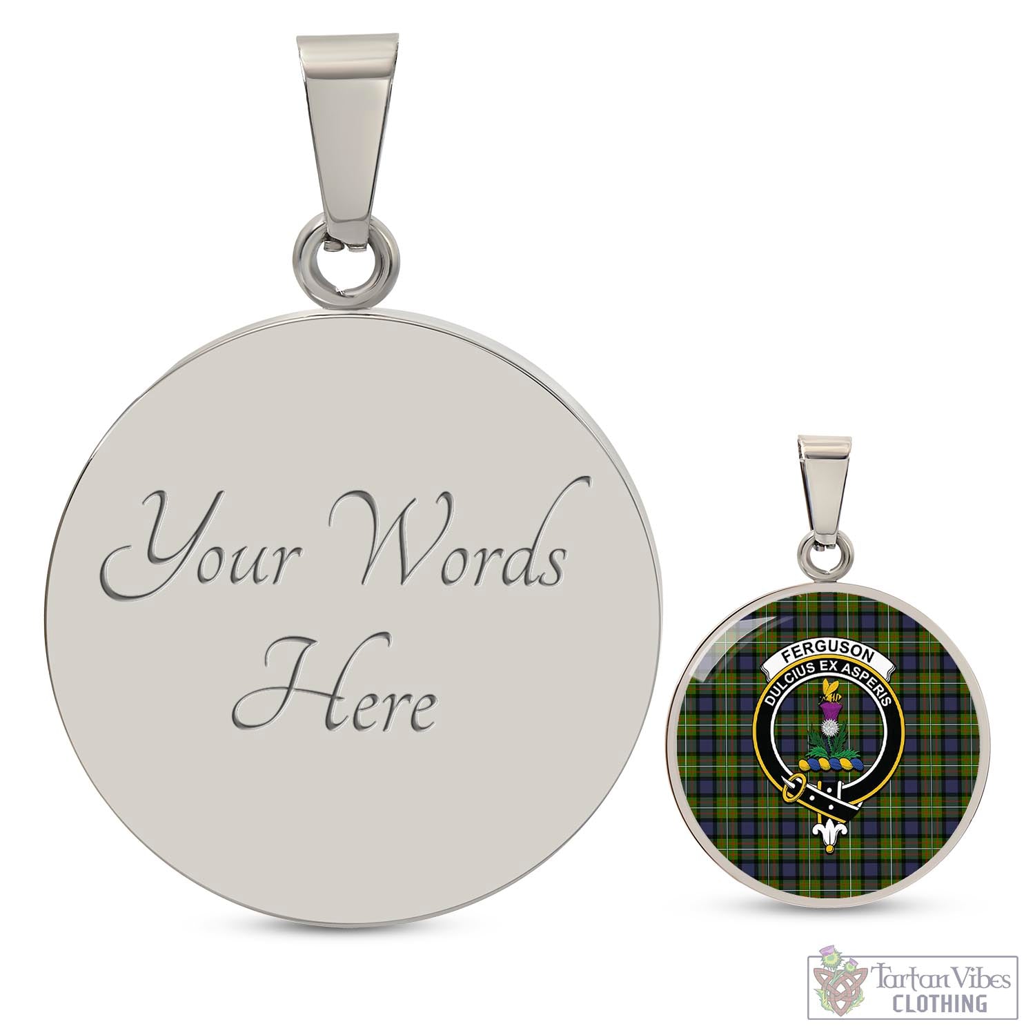 Tartan Vibes Clothing Ferguson Modern Tartan Circle Necklace with Family Crest