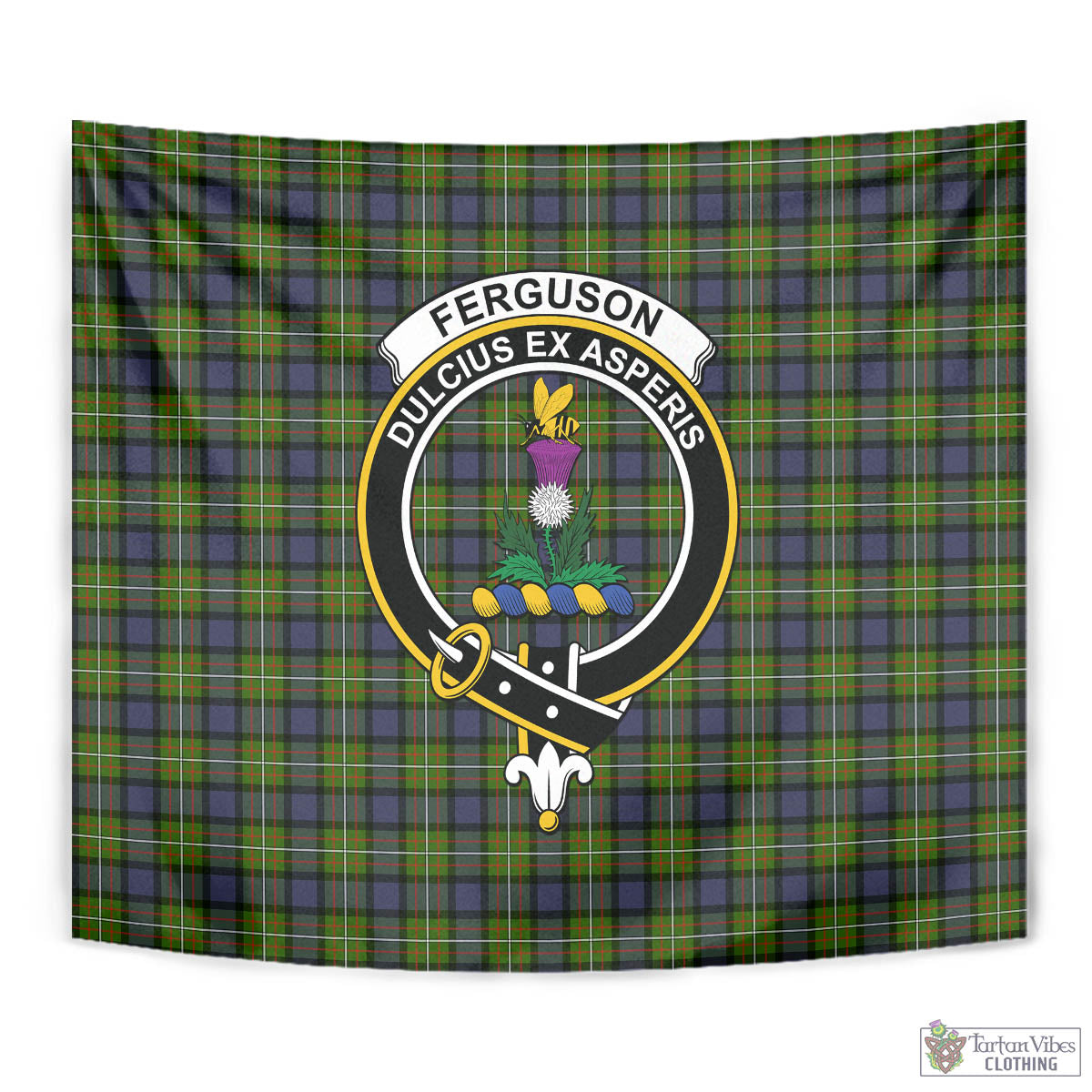 Tartan Vibes Clothing Ferguson Modern Tartan Tapestry Wall Hanging and Home Decor for Room with Family Crest