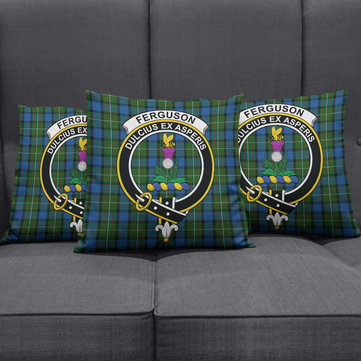 Ferguson of Atholl Tartan Pillow Cover with Family Crest Square Pillow Cover - Tartanvibesclothing