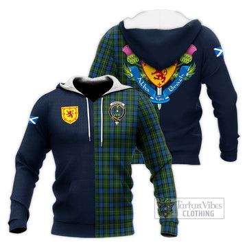 Ferguson of Atholl Tartan Knitted Hoodie Alba with Scottish Lion Royal Arm Half Style