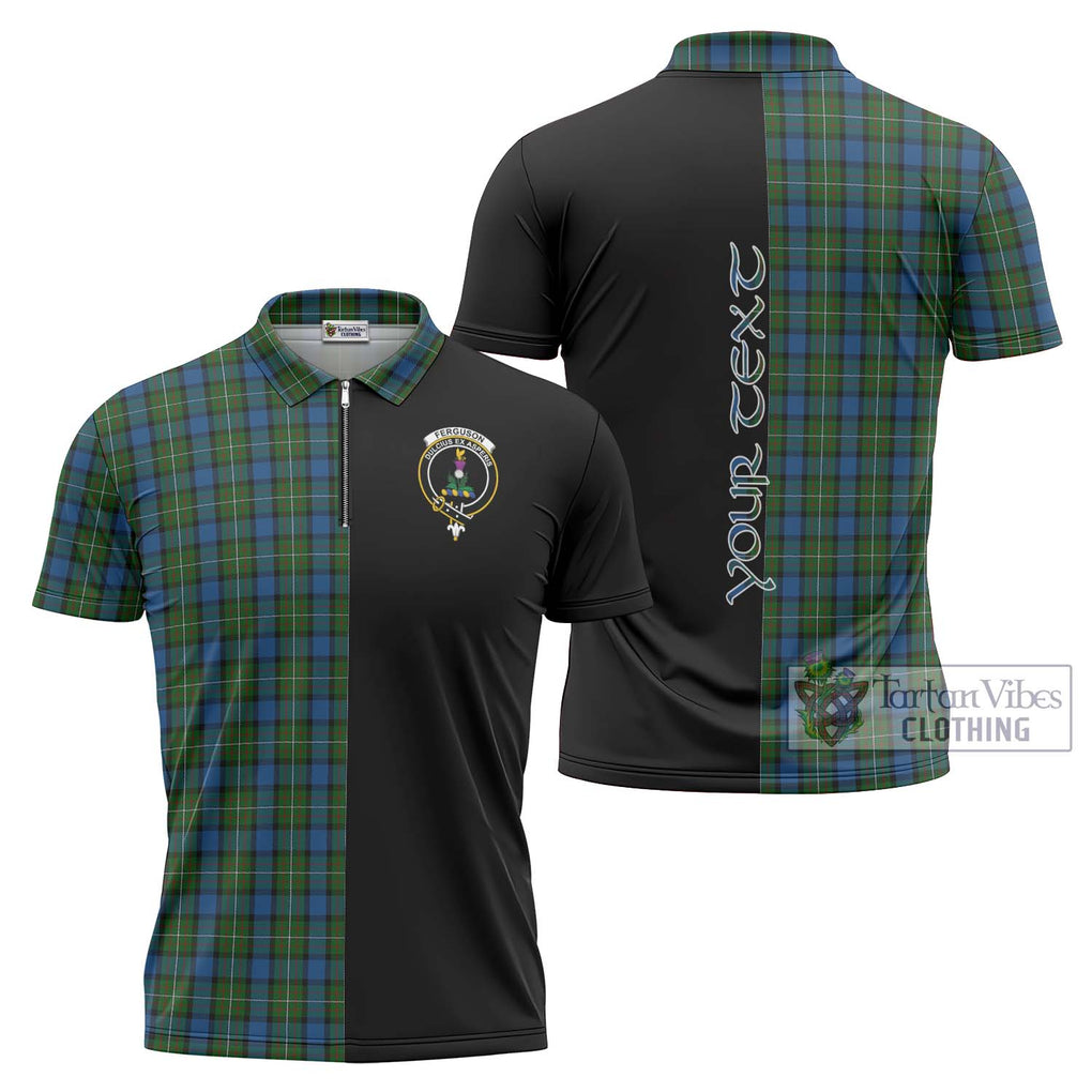 Ferguson of Atholl Tartan Zipper Polo Shirt with Family Crest and Half Of Me Style Unisex - Tartanvibesclothing Shop