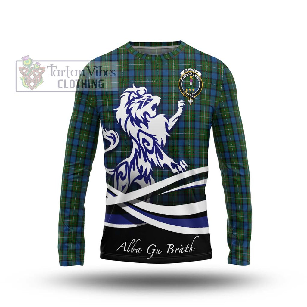 Ferguson of Atholl Tartan Long Sleeve T-Shirt with Alba Gu Brath Regal Lion Emblem Unisex - Tartanvibesclothing Shop