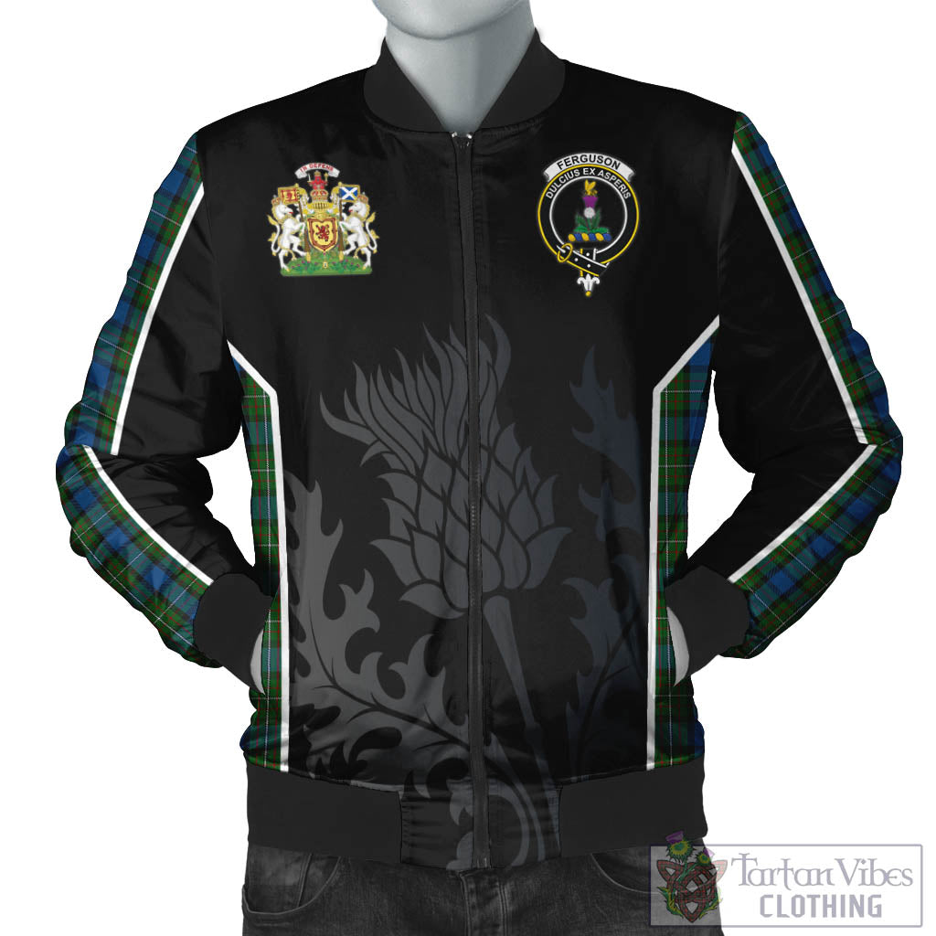 Tartan Vibes Clothing Ferguson of Atholl Tartan Bomber Jacket with Family Crest and Scottish Thistle Vibes Sport Style