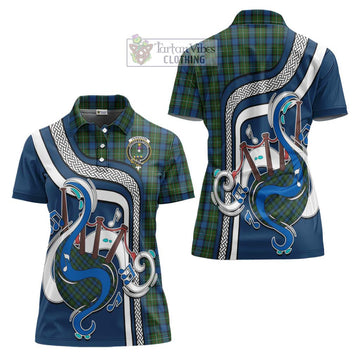 Ferguson of Atholl Tartan Women's Polo Shirt with Epic Bagpipe Style