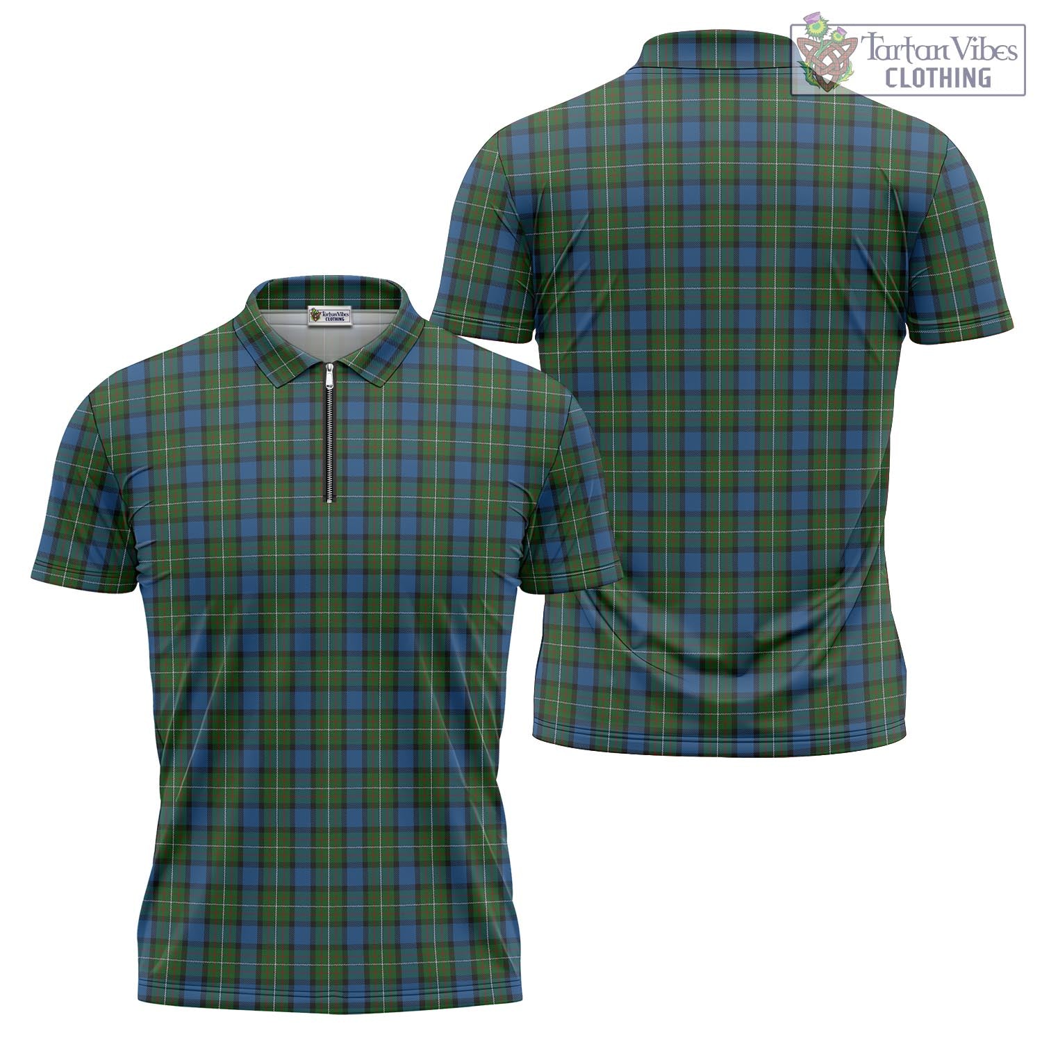 Tartan Vibes Clothing Ferguson of Atholl Tartan Zipper Polo Shirt