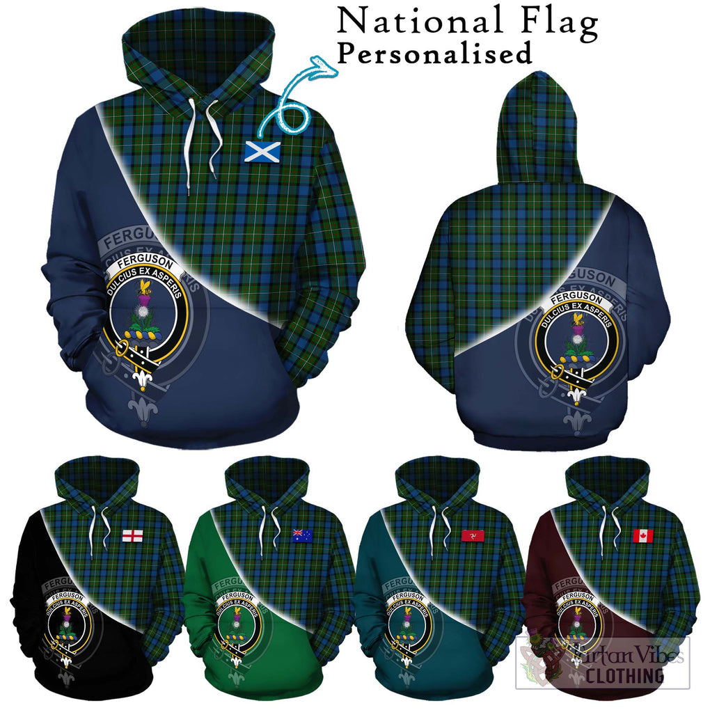 Ferguson of Atholl Tartan Hoodie with Personalised National Flag and Family Crest Half Style Zip Hoodie - Tartanvibesclothing Shop