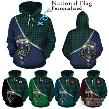 Ferguson of Atholl Tartan Hoodie with Personalised National Flag and Family Crest Half Style