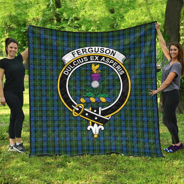 Ferguson of Atholl Tartan Quilt with Family Crest