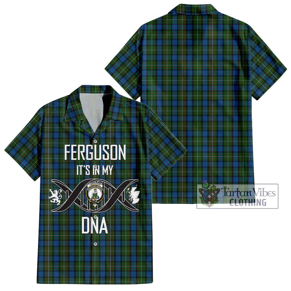 Ferguson of Atholl Tartan Short Sleeve Button Shirt with Family Crest DNA In Me Style Kid - Tartanvibesclothing Shop