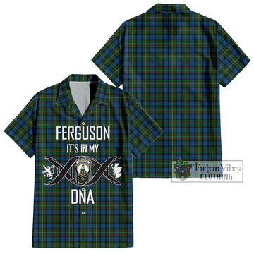 Ferguson of Atholl Tartan Short Sleeve Button Shirt with Family Crest DNA In Me Style