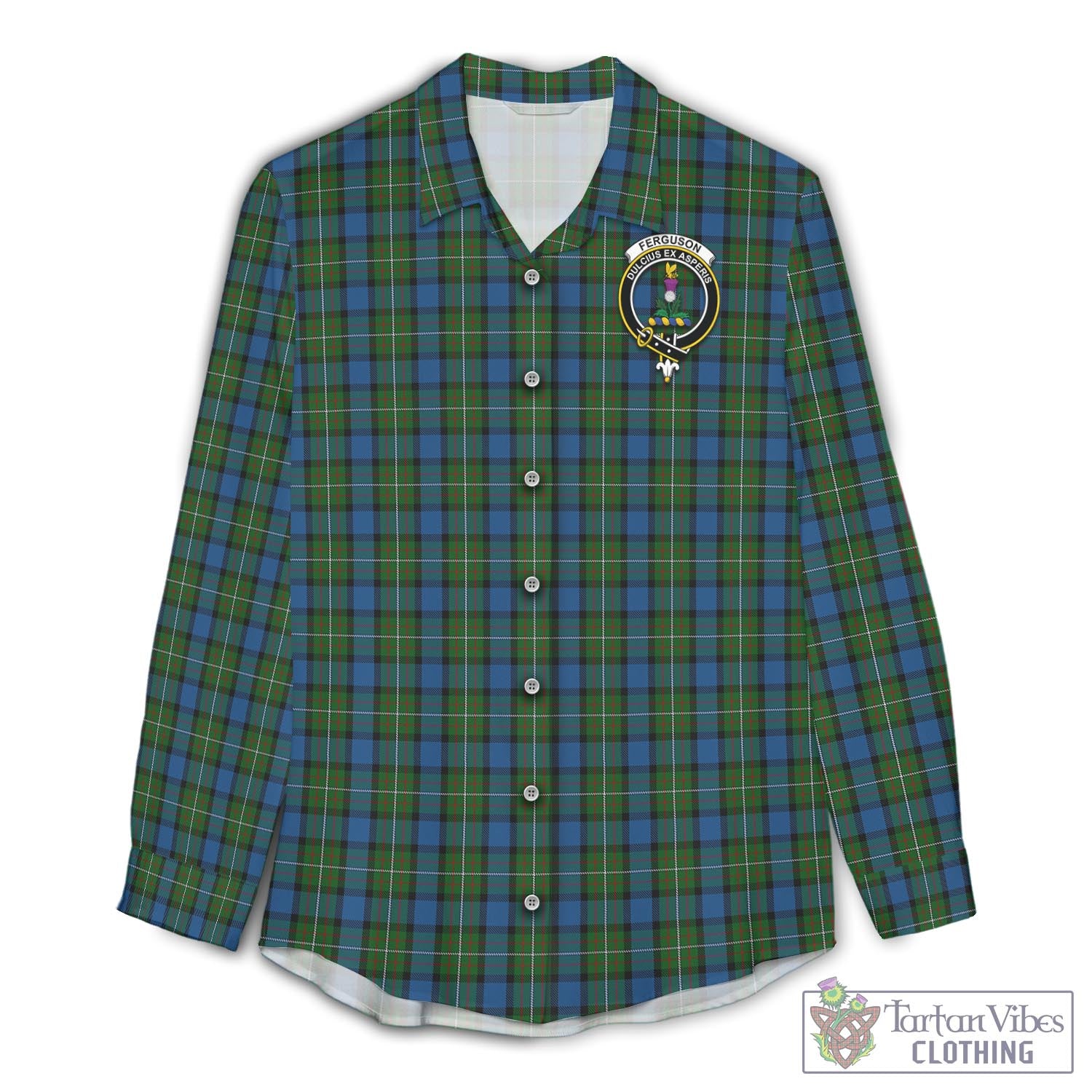 Tartan Vibes Clothing Ferguson of Atholl Tartan Womens Casual Shirt with Family Crest