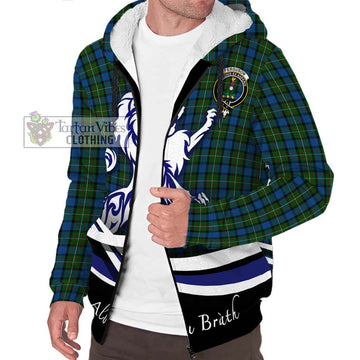 Ferguson of Atholl Tartan Sherpa Hoodie with Alba Gu Brath Regal Lion Emblem