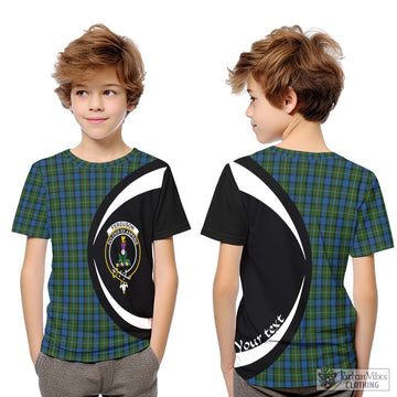 Ferguson of Atholl Tartan Kid T-Shirt with Family Crest Circle Style