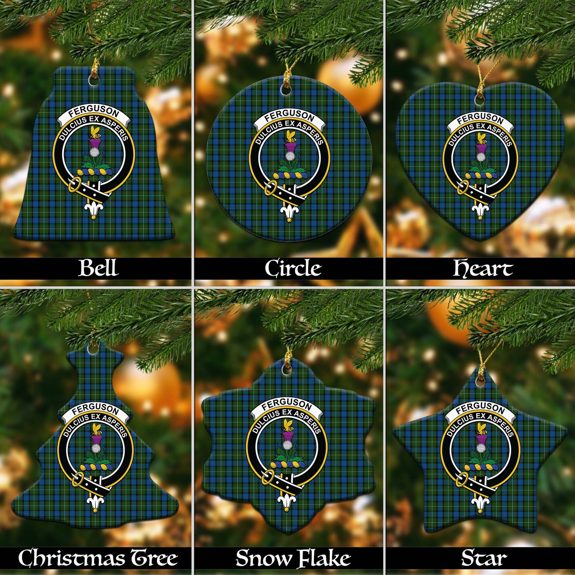 Ferguson of Atholl Tartan Christmas Ornaments with Family Crest - Tartanvibesclothing