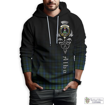 Ferguson of Atholl Tartan Hoodie Featuring Alba Gu Brath Family Crest Celtic Inspired