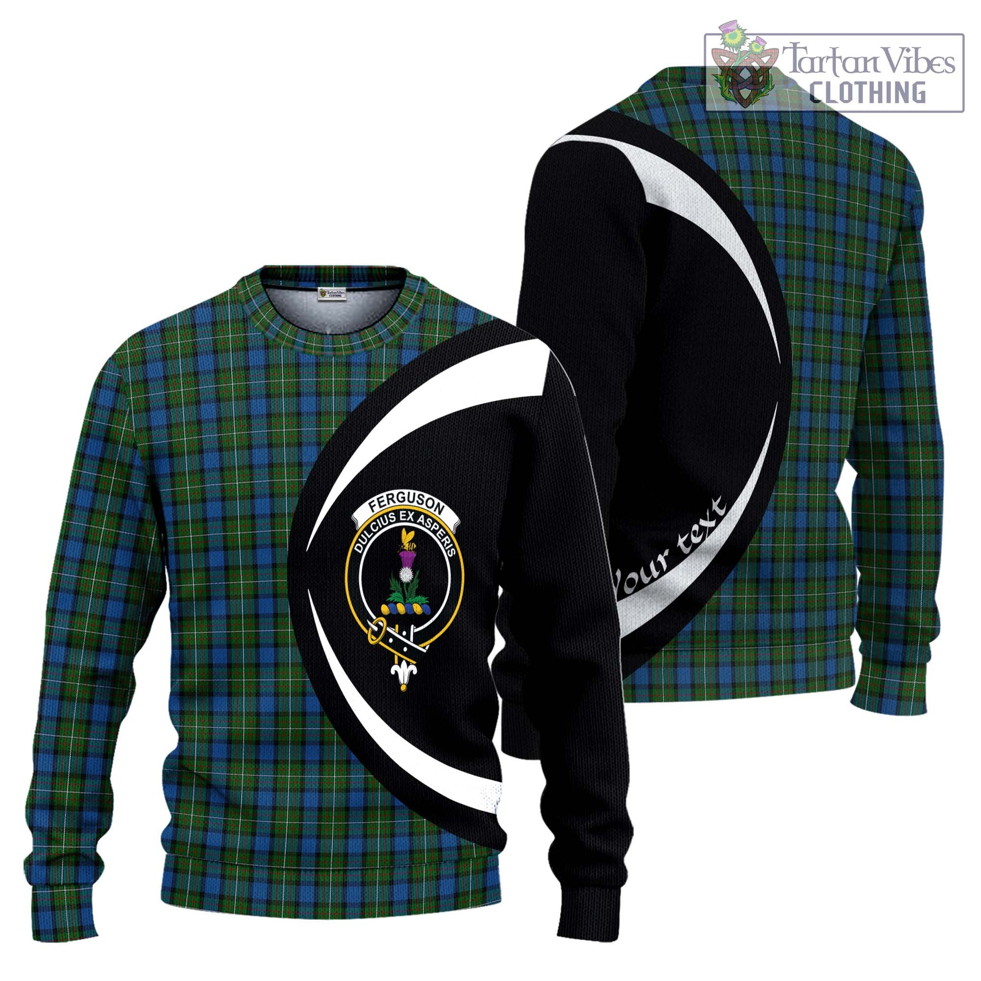 Ferguson of Atholl Tartan Ugly Sweater with Family Crest Circle Style Unisex - Tartan Vibes Clothing