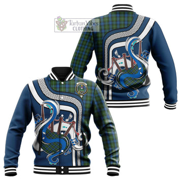 Ferguson of Atholl Tartan Baseball Jacket with Epic Bagpipe Style