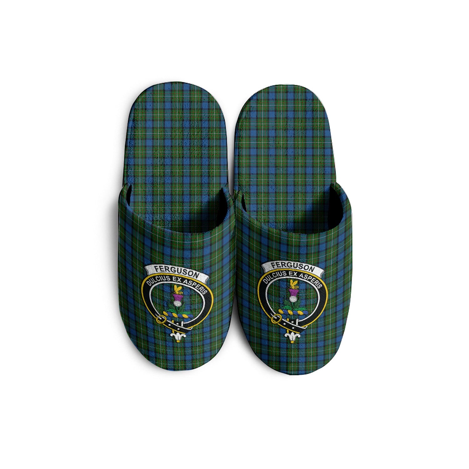 Ferguson of Atholl Tartan Home Slippers with Family Crest - Tartanvibesclothing