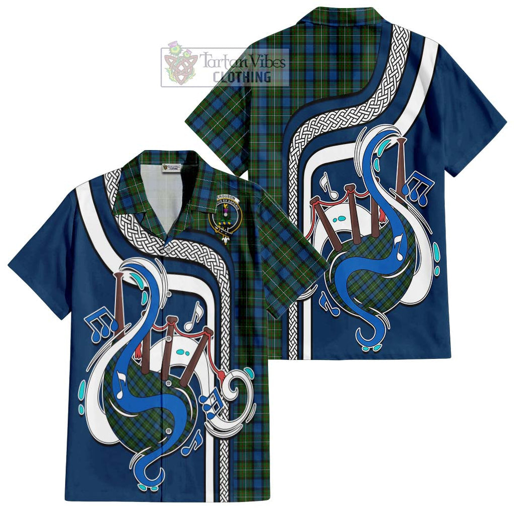 Ferguson of Atholl Tartan Short Sleeve Button Shirt with Epic Bagpipe Style Kid - Tartanvibesclothing Shop