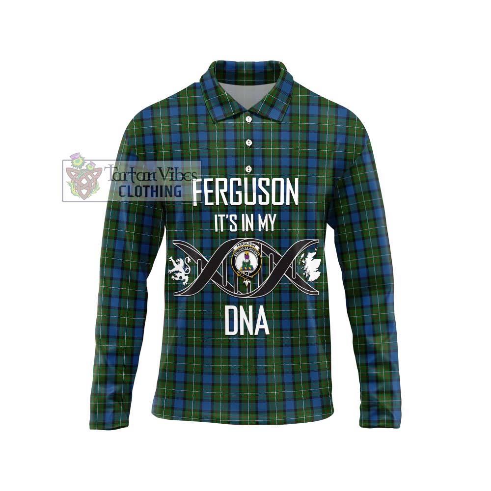 Ferguson of Atholl Tartan Long Sleeve Polo Shirt with Family Crest DNA In Me Style Unisex - Tartanvibesclothing Shop