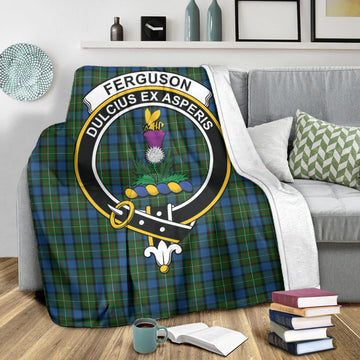 Ferguson of Atholl Tartan Blanket with Family Crest