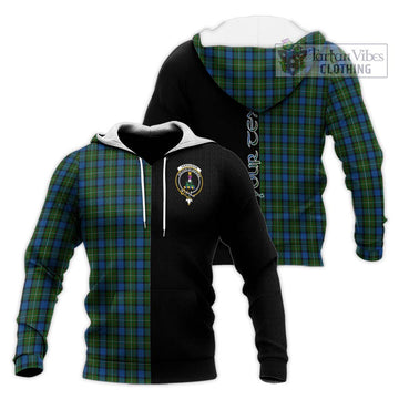 Ferguson of Atholl Tartan Knitted Hoodie with Family Crest and Half Of Me Style