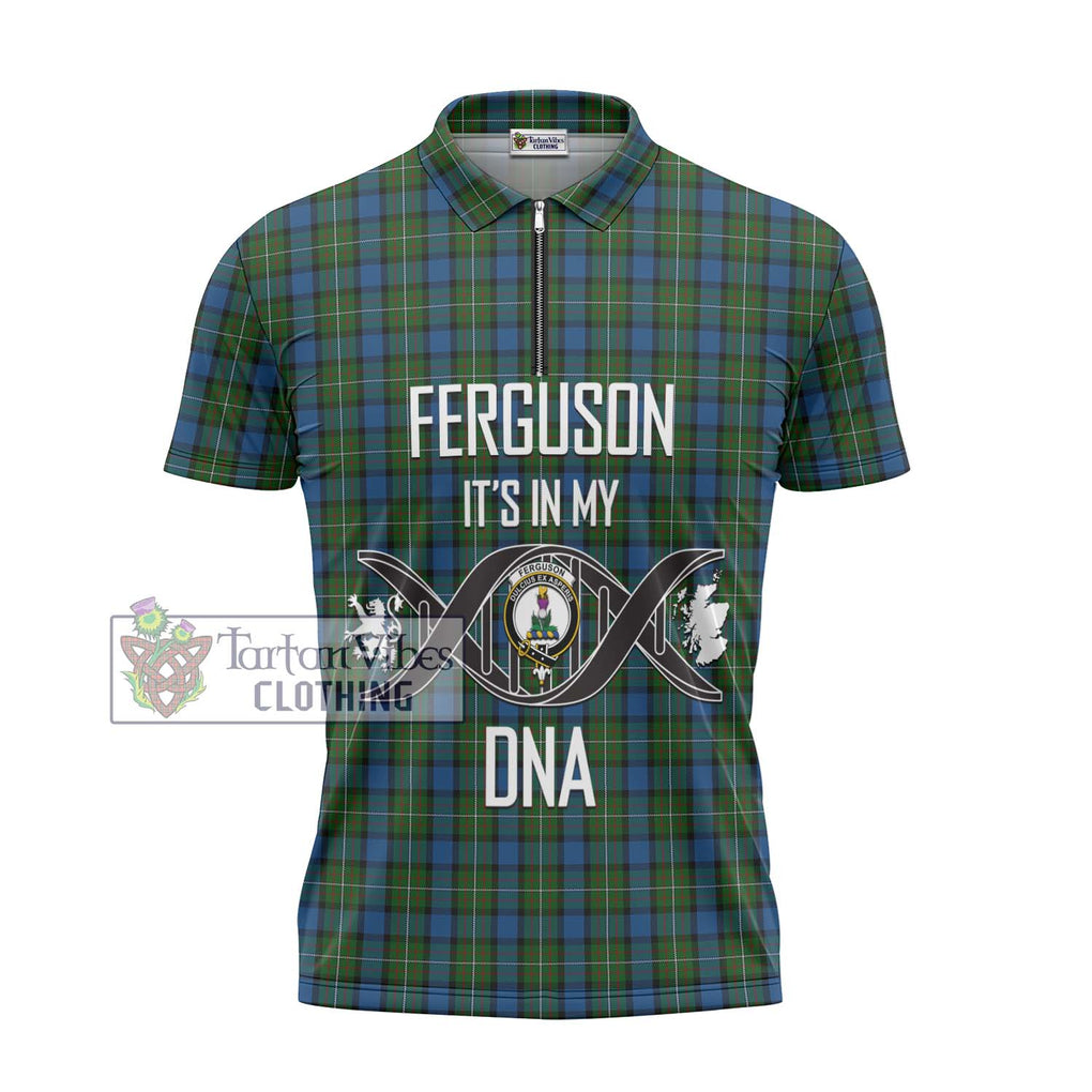 Ferguson of Atholl Tartan Zipper Polo Shirt with Family Crest DNA In Me Style - Tartanvibesclothing Shop